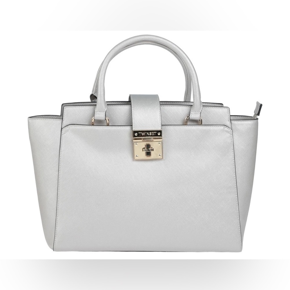 Twin-Set Chic Silver Titanio Tote NWT